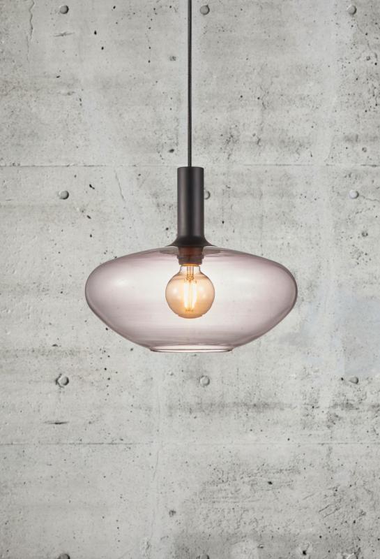 Elegante Hängeleuchte Alton mit Glasschirm Rauchglas Ø 35cm Wohnzimmer
